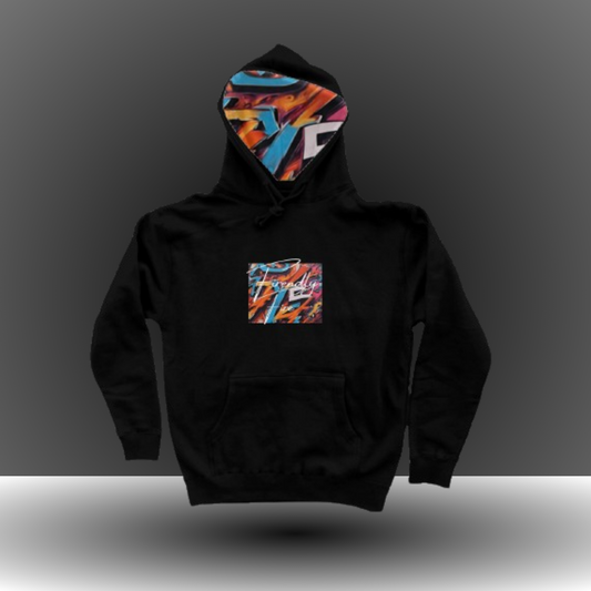 Black Graphic Firendly Fire Pullover Hoodie