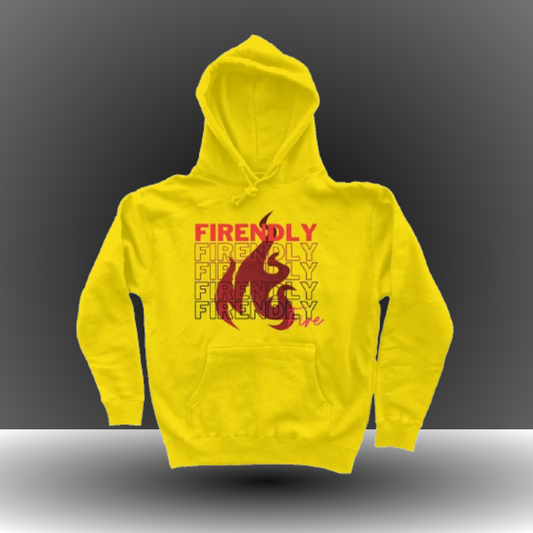 Yellow/Red Graphic Firendly Fire Pullover Hoodie